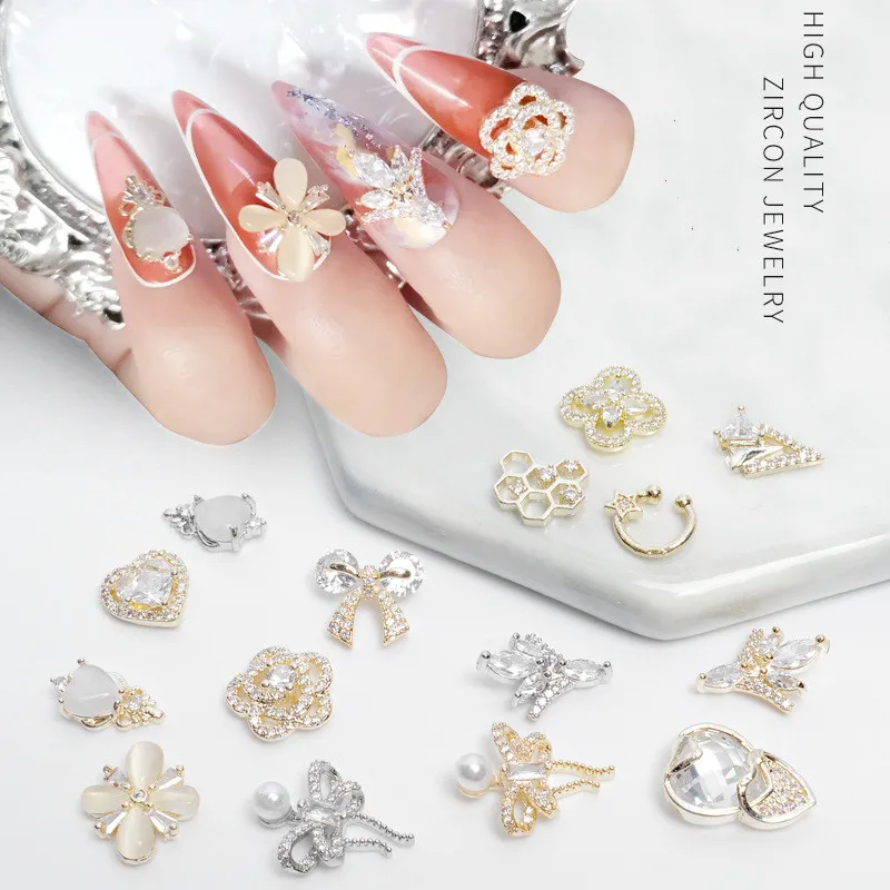 3D Love Flower Zircon Crystals Metal Alloy Rhinestones Jewelry Nail Art Decorations Nails Accessories Charms Supplies