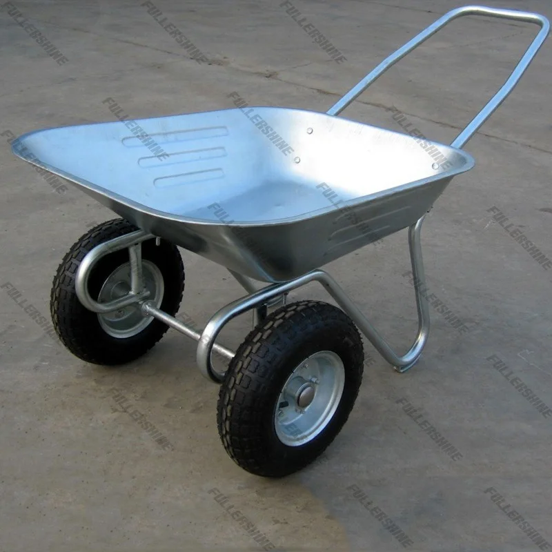 Russia model galvanized wheel barrow WB6211 with double wheel 4.00-6