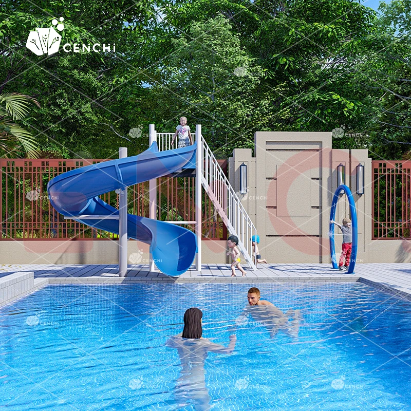 Cenchi summer cooling backyard swimming pool slide commercial splash pad park hotel resort aqua play fiberglass slides
