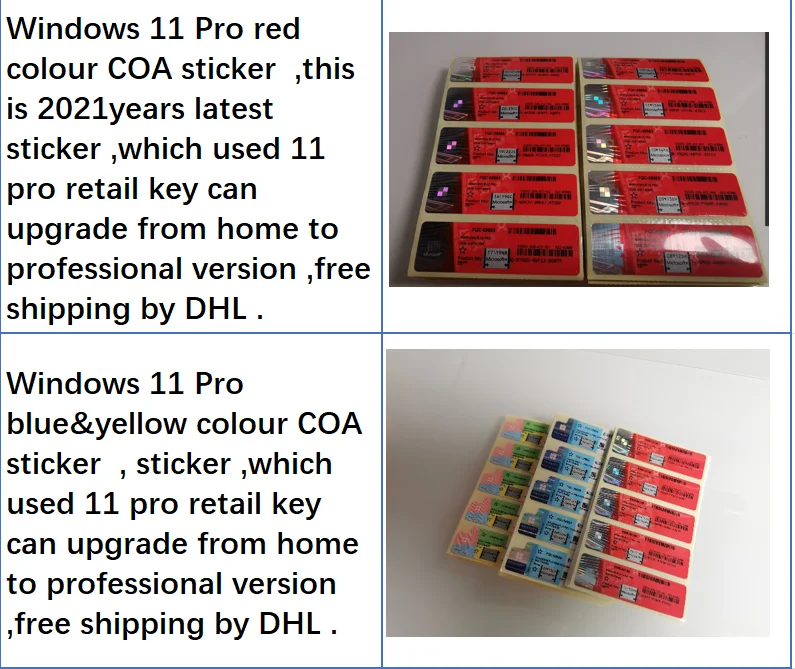 Wholesale Windows 11 Home  Win 10 pro Key COA sticker