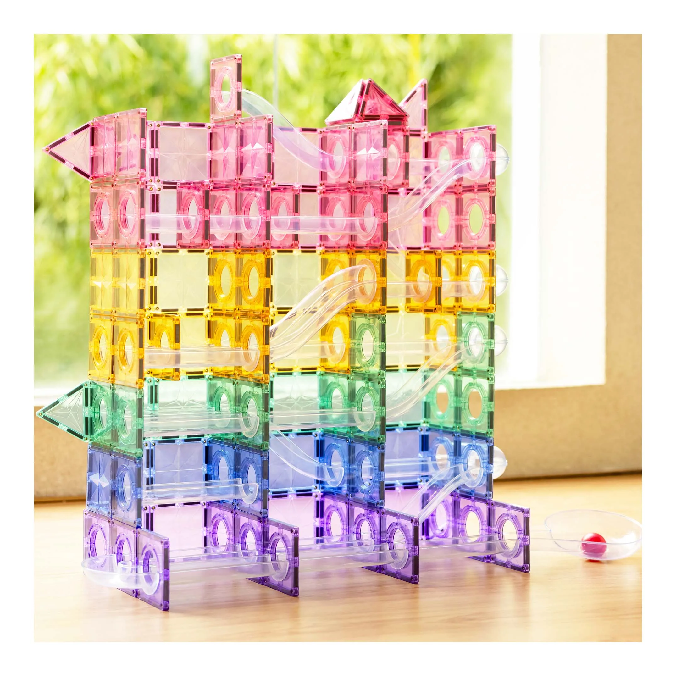 Mntl New 80pcs Marble Run Magnetic Stem Tiles Toys Diy Educational Marble Run Magnetic Tiles For Kids