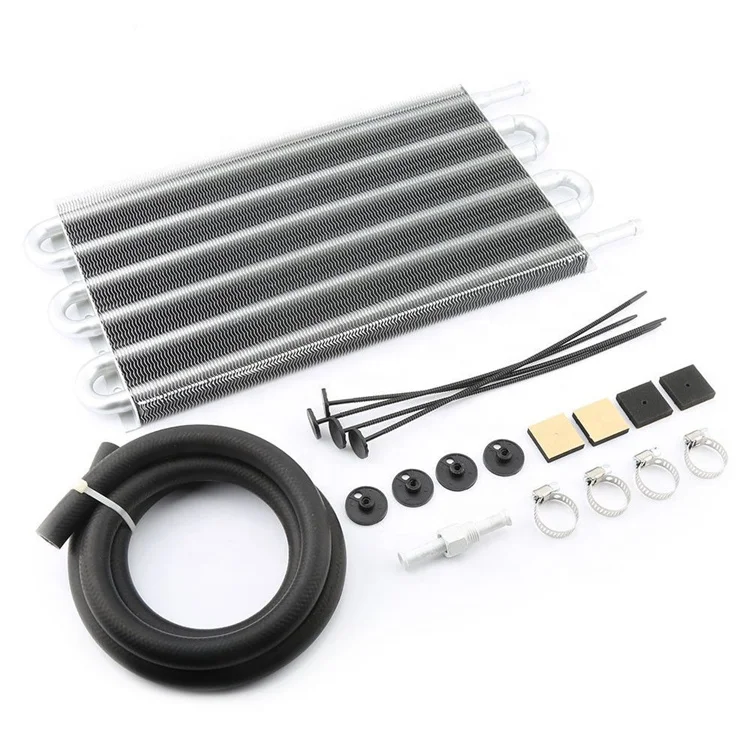 Aluminum 6 Row Transmission Oil Cooler Auto Manual Radiator Converter Kit