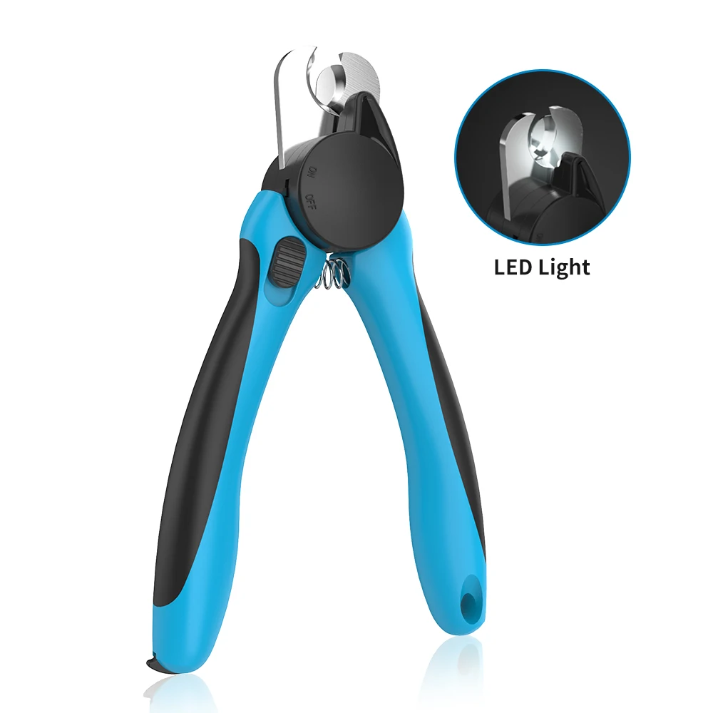 Pet Claw Care Nail Cutter Stainless Steel Scissors with Free Nail File Dog Cat Nail Clippers wIth Led Light and Safety Guard