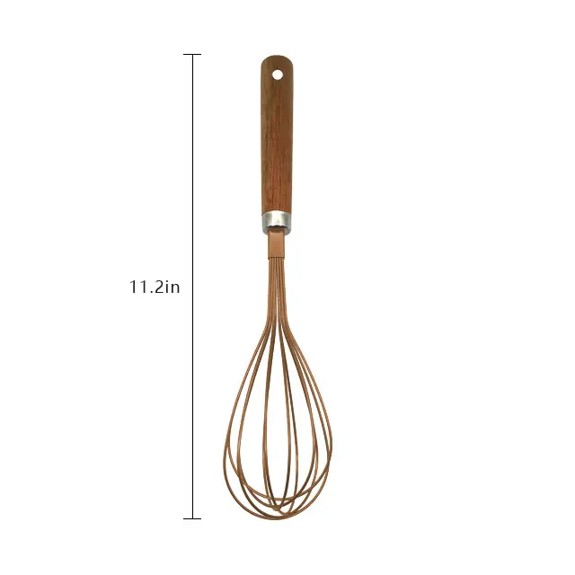 Whisk 2021 Hot Sale 11.2 inch Copper-Plated Silicone Whisk with Wooden Handle