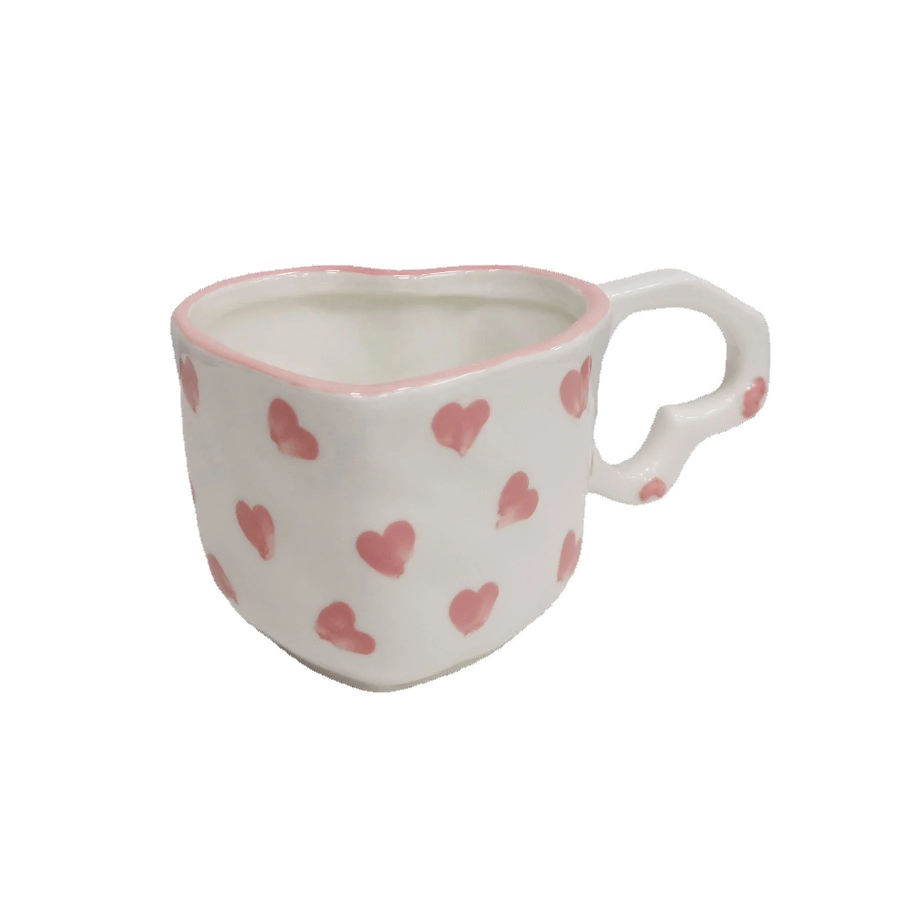 Madou 350 Ml Factory Direct Selling Ins Hand-Painted Love Mug Creative Heart-Shaped Handle Ceramic Coffee Cup