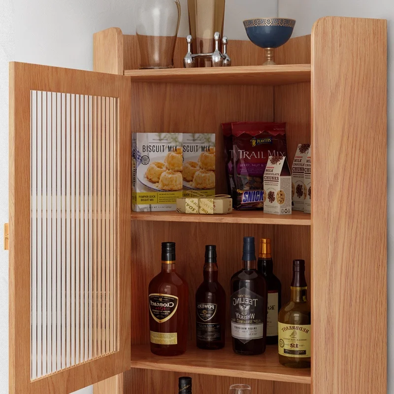 Jasiway Japanese Style Furniture Wood Triangle Wine Wall Bar Cabinet Living Room Cabinets