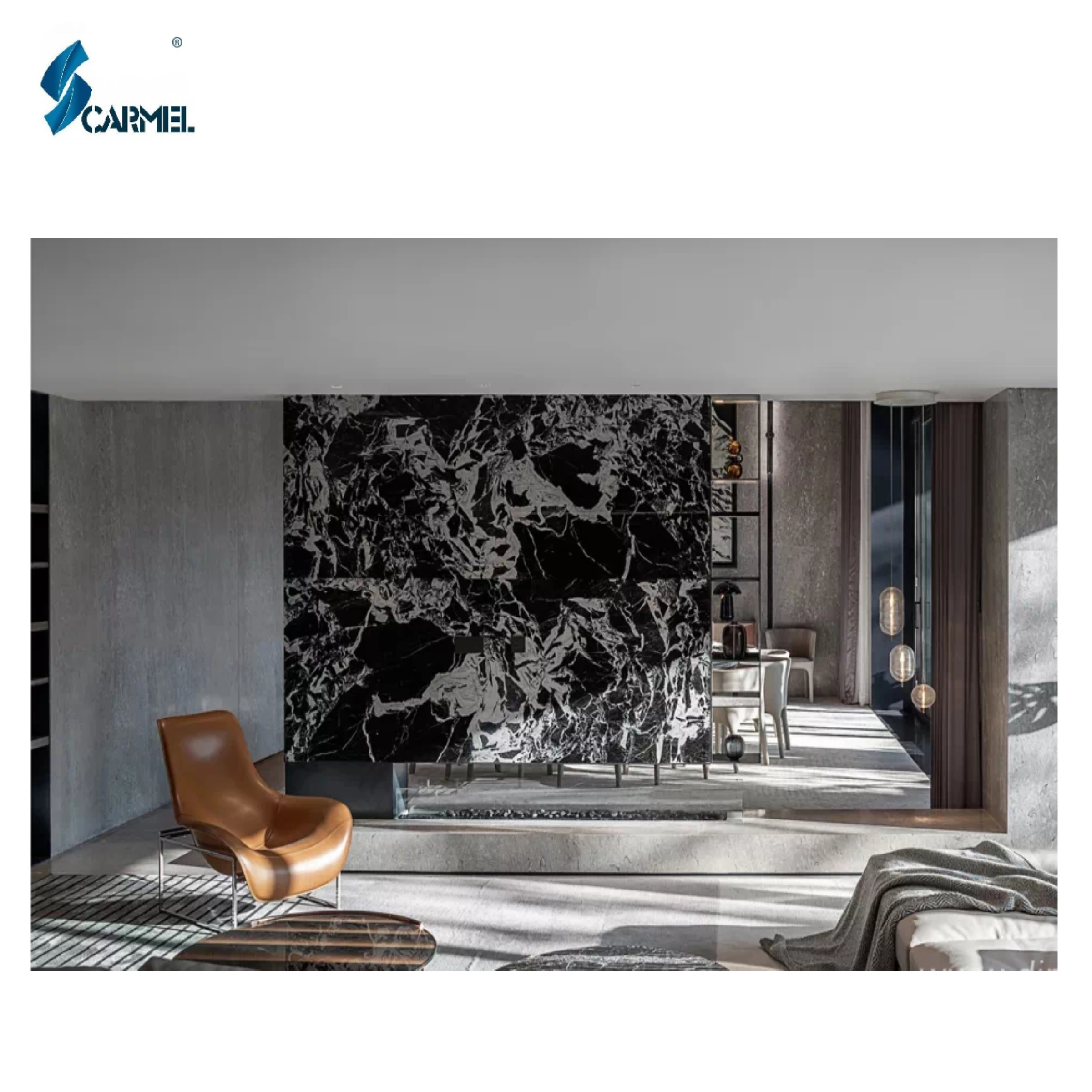 Luxury Natural Stone Grand Antique Black White Flooring Marble Slab Custom Napoleon Black Marble With White Vein