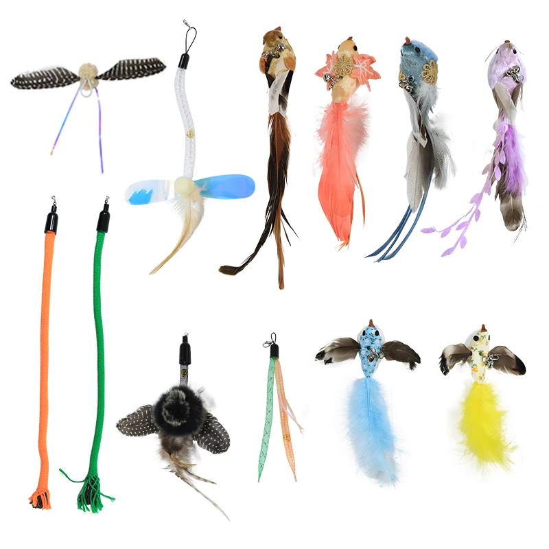 Cute Bird Shape Replacement Head Cat Toys Wands Cat Toys Interactive Training Pet Toys For Dogs And Cats