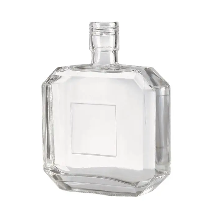Luxury Empty Square Transparent Crystal White Glass Perfume Bottle Brandy Gin Tequila Bottle