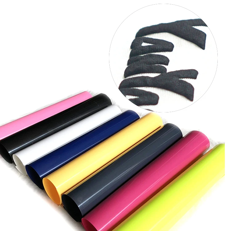 Wholesale korea transparent pet film roll transfer Puff PU htv  printable 3d  tshirt printable heat transfer vinyl film
