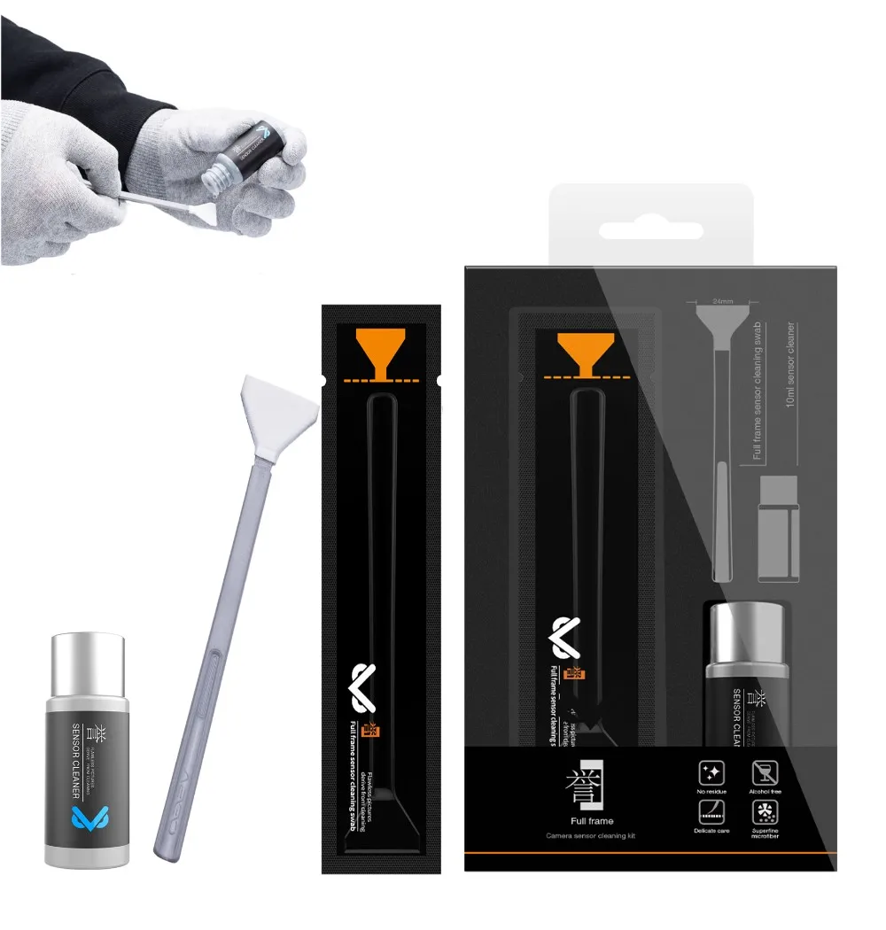 VSGO OEM VS-S03E Sensor Cleaning Kit Full Frame 12pcs 24mm Sensor Swab 10ml Sensor Solution