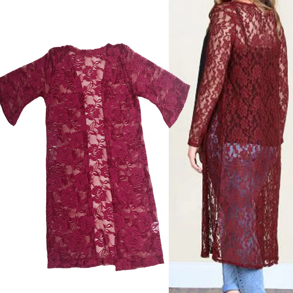 
Mommy and Me Mother and Baby Girls matching outfifts super soft stretchy bell sleeve long lace knit duster kimono cardigan 