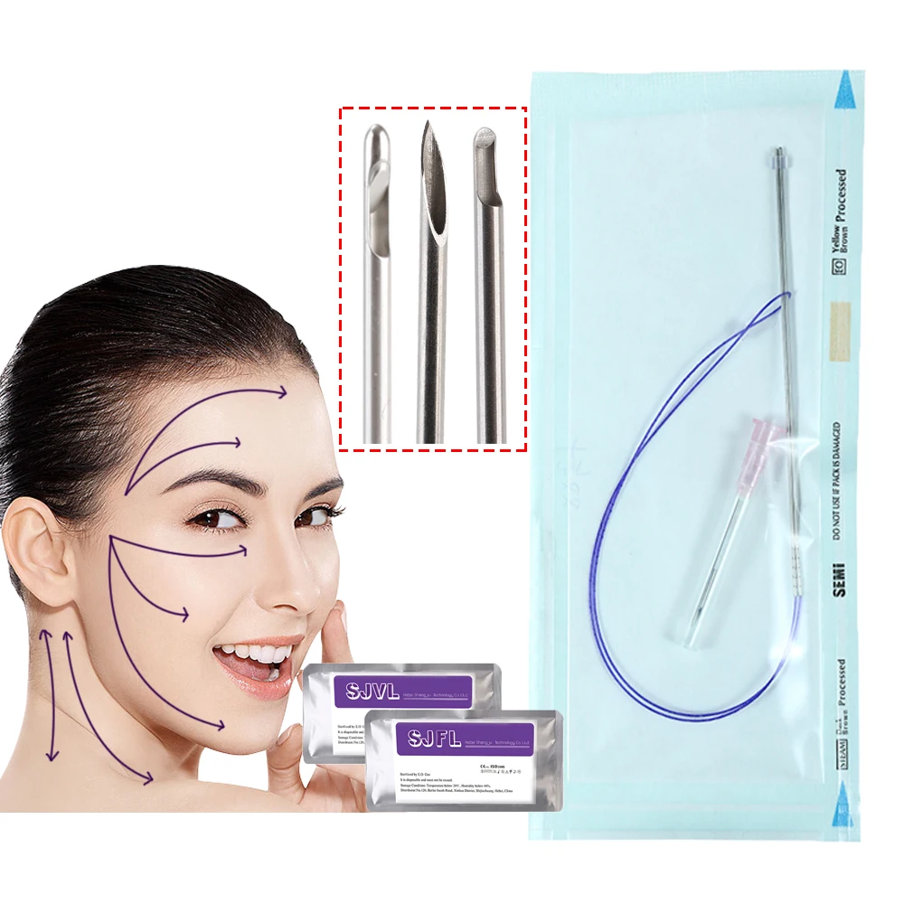 20g140mm Pdo Thread Cog, Face Lifting 350mm Cog Hilos, Double Needle Thread Lift Pdo 4d Cog With Sharp Needle