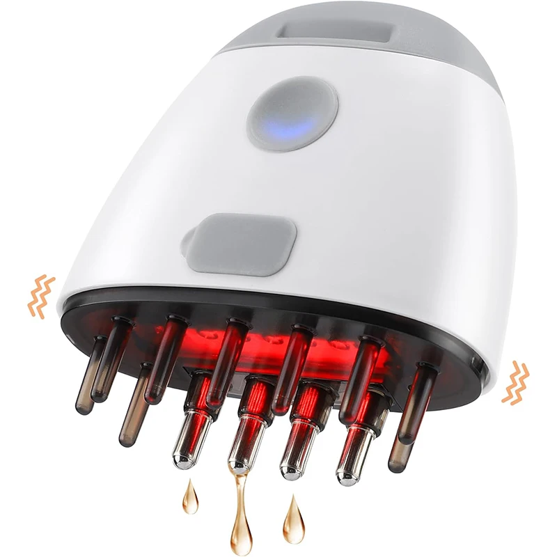 Portable Electric Vibrate Hair Oil Applicator with Red Light Hair Growth Scalp Massager Comb
