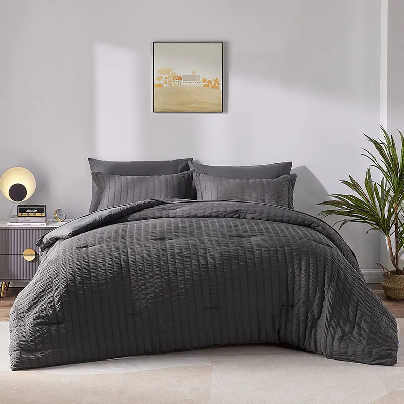 Embroidery Quilt Cover Comforter Bedding Sets Brown Fluffy Flannel 400 TC 100% Cotton Bedding Set