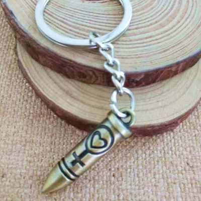 2022 High Quality Promotional Custom Gold Metal Antique Gold Bronze Gun Bullet Luxury Car Keychain