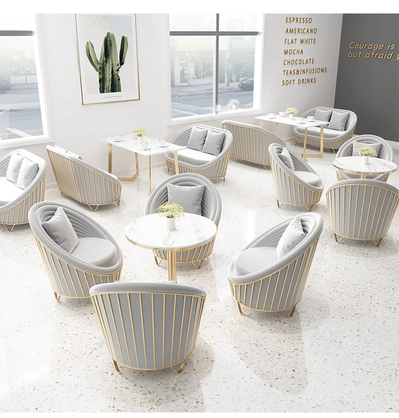 Современные настольные диваны из нержавеющей стали комбинированные железные художественные спальные места для кафе бара ресторана сиденья диван переговоров прием