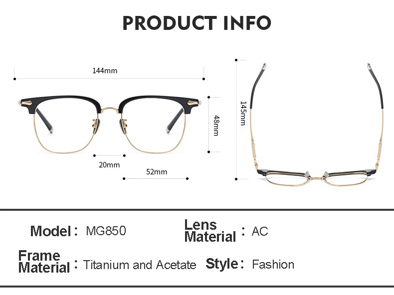 Wholesale Cheap Black gafas Designer Square Titanium Acetate Eyeglasses Frames Men