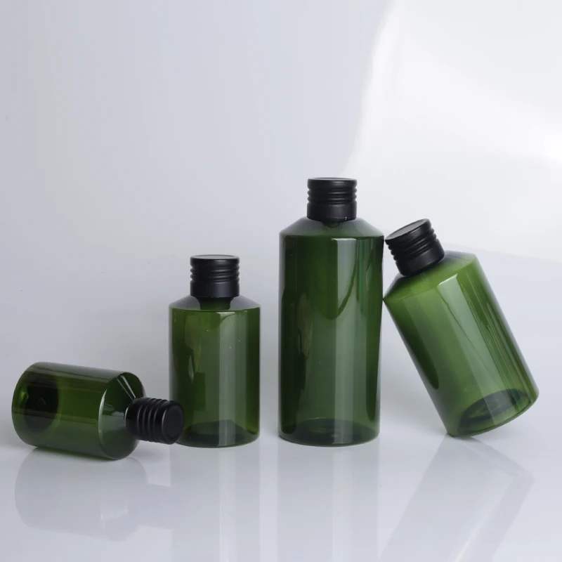 Cosmetic packaging Round Cylinder Plastic aluminum Screw Cap Bottles 50ml 100ml 150ml 200ml empty lotion bottle For Liquid