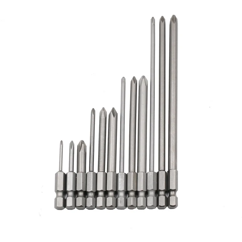 S2 Steel  magnetic electric drill bit cross head Pneumatic phillips Screwdriver Bit 1/4 hex shank