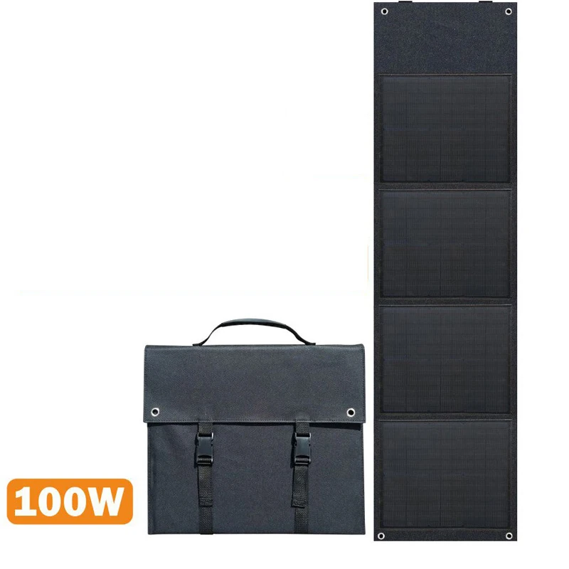 Power Charging 18V Solar Panel 100W Four Fold Belt Bracket Solar Folding Bag Home Generador Portable Power Stations