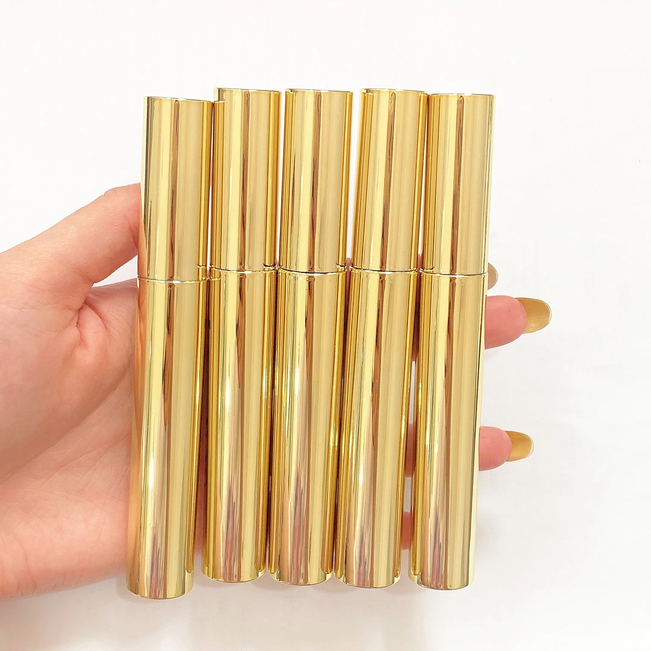 12ml Jinlan Wholesale Plastic Eyelash Serum Empty Diamond Gold Square Tube Mascara