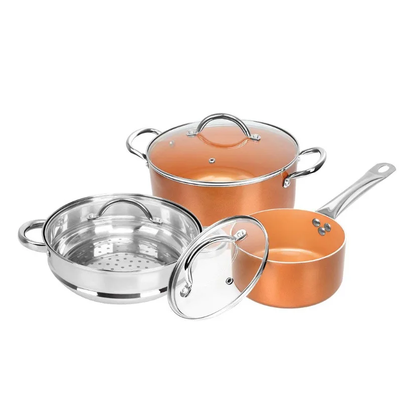 Popular Classic Fashion Copper Color Non Stick Ceramic Cooking Frying Pan Dishwasher Safe Panci With Stainless Steel Handle