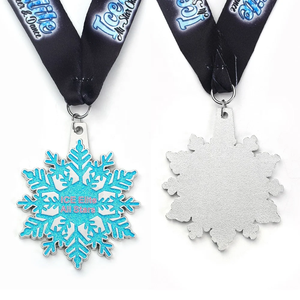 manufacture medallions sport skiing medal 1st 2nd 3rd ice elite all stars cast snowflower medallion