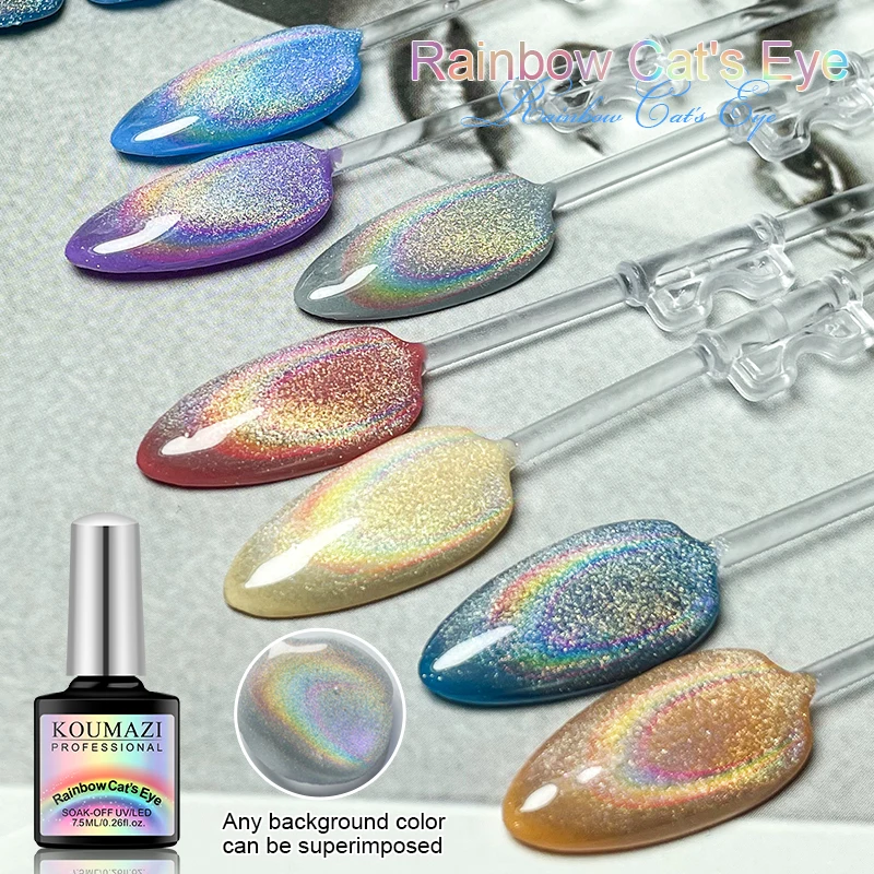 KOUMAZI 7.5ML Cat Eye Nail Gel Polish Esmalte De Uas Semi Permanente Gel Magnetic Cat Eye Nail Gel Polish Free Sample