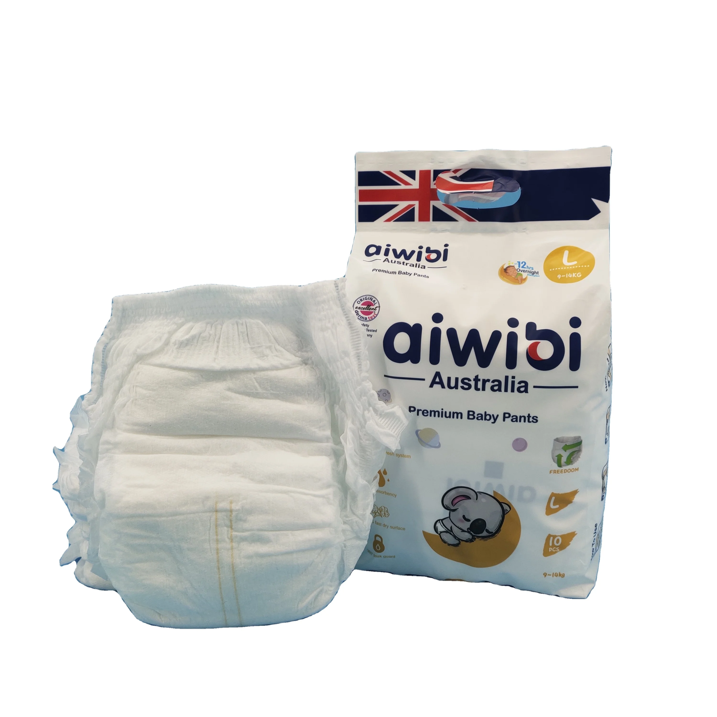 AIWIBI  Wholesale Australia Brand Disposable Soft Touch Bag Luxury All Stages China Supplier Baby Panties Baby Diapers in Bales