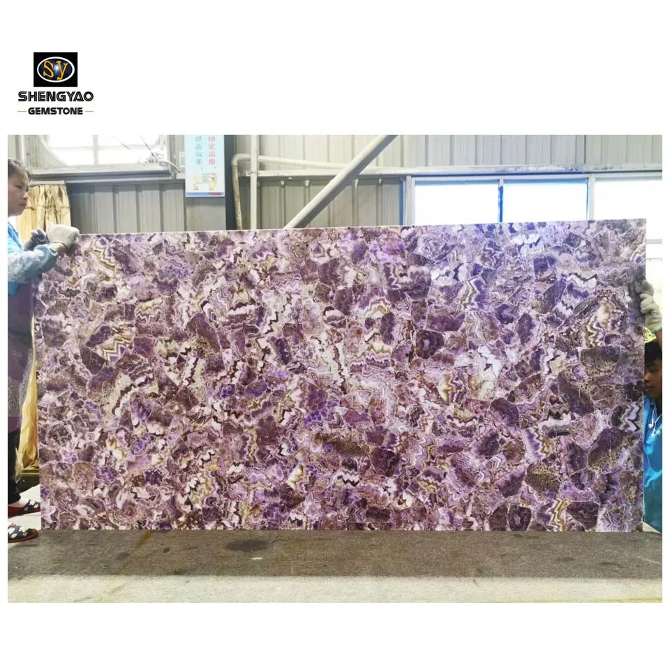 Best selling natural gemstone slab agate slab large amethyst slab for countertop building