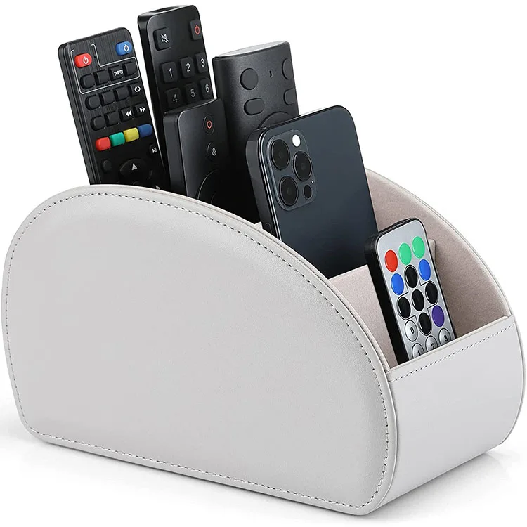 Factory Eco-friendly Desktop Organizer Leather Air conditioner TV Remote Control Pen Storage Holder