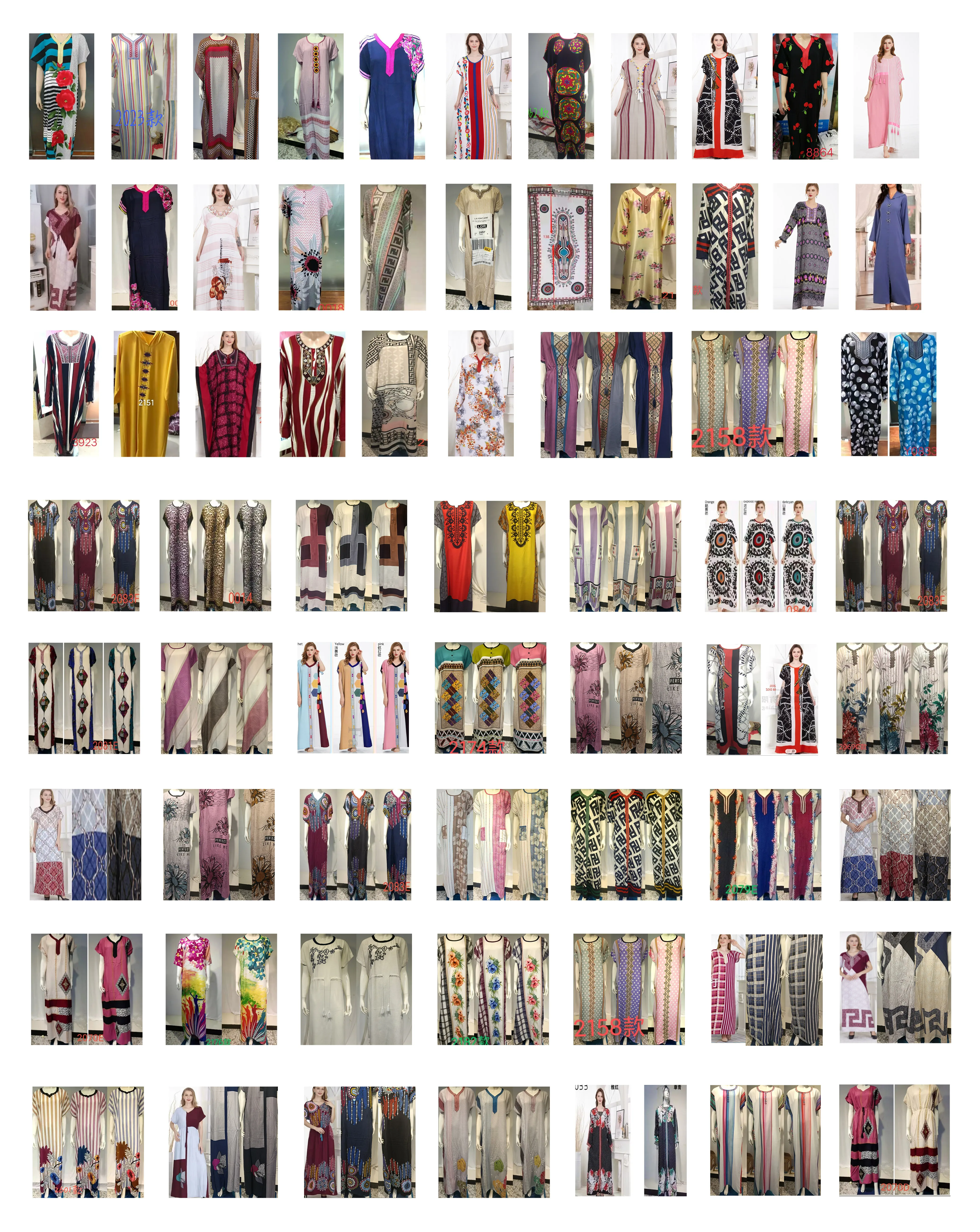 Popular printed flower Golden neckline india long dress maxi Islamic Clothing