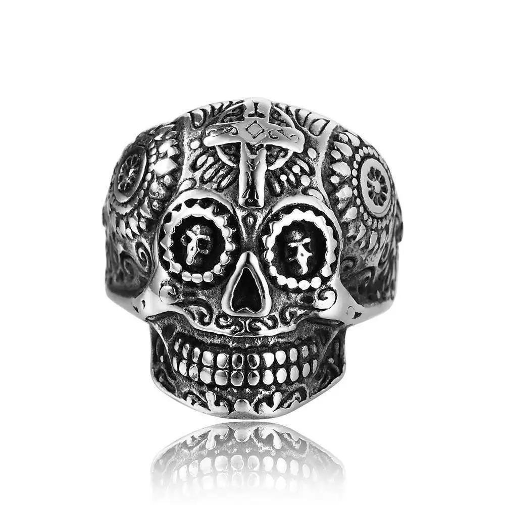 Unique Exaggerated Vintage Mens Calvarium Skull Ring Biker Rock Gothic Punk Jewelry Alloy Ghost Skull Head Rings