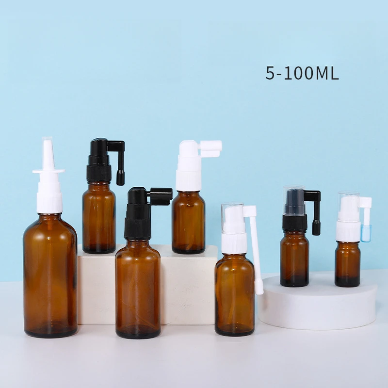 Plastic Safe White Black Long Mouth Medical Nasal Spray Pump 5ml 10ml 15ml 20ml 25ml 30ml 50ml 60ml 100ml Amber Glass Bottle