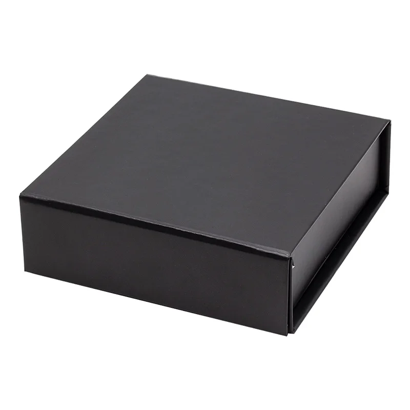 Custom premium black magnetic closure small tiny gift packaging box wholesale
