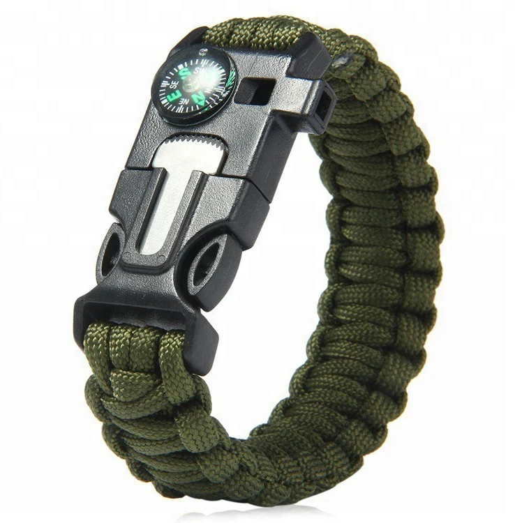 Оптовая Продажа с фабрики Тактический 550 браслет для выживания Паракорд со свистком компасом стартер