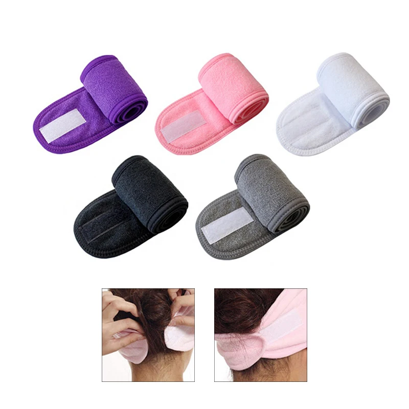 Custom logo facial fabric microfiber hairbands beauty salon washing face headband skincare makeup Spa Headband