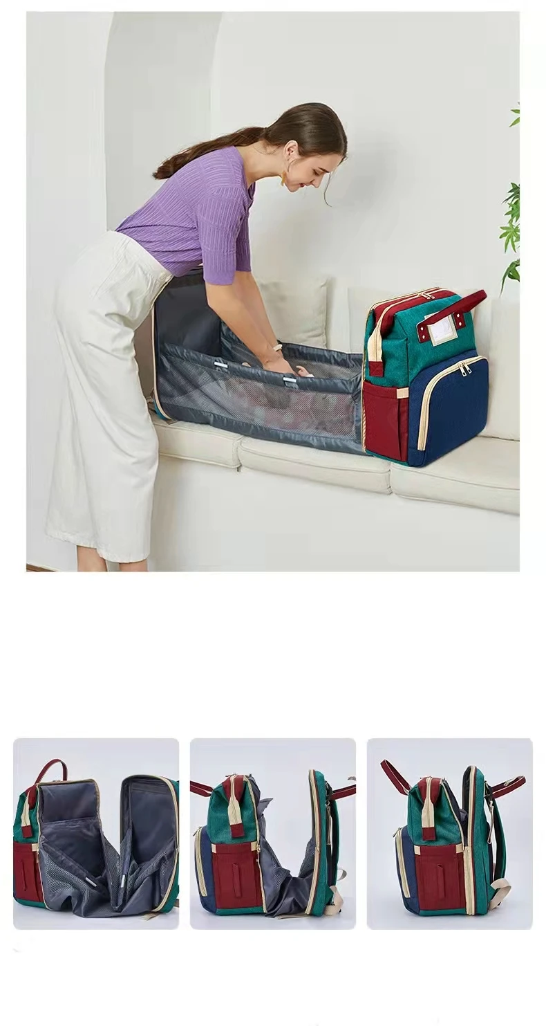 2022 Diaper Bags Waterproof Multifunctional Baby Nappy Bag With USB Mummy Sleeping Bag