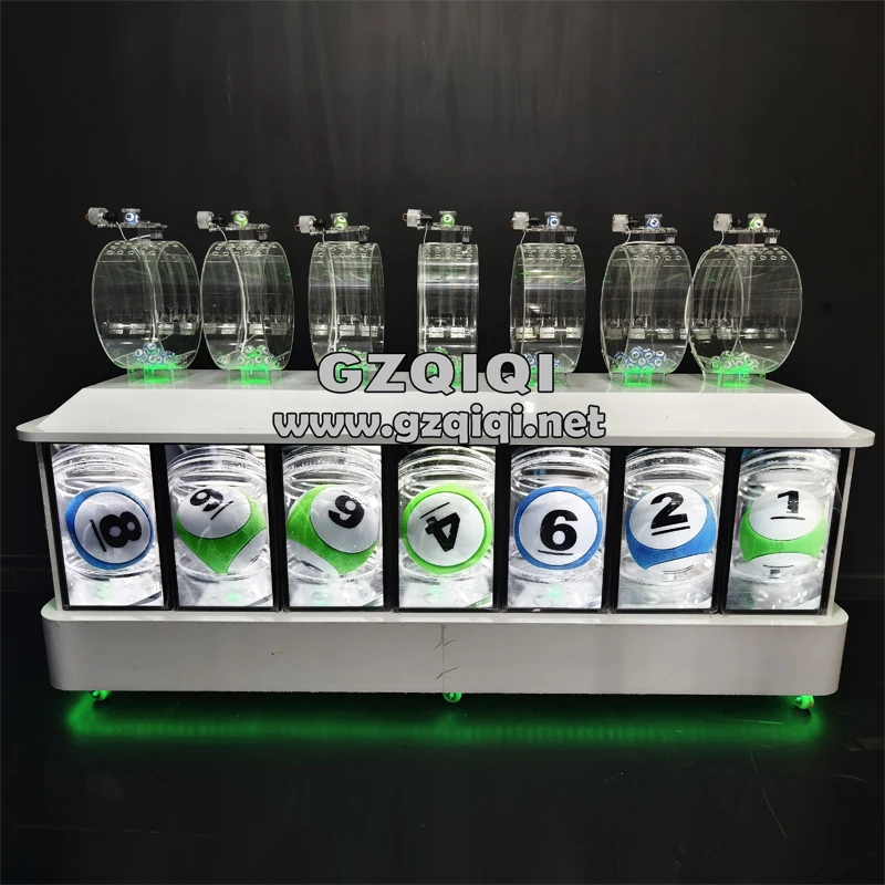 Air blown 7D multi-cylinder lottery ball machine with TV to show lotto balls
