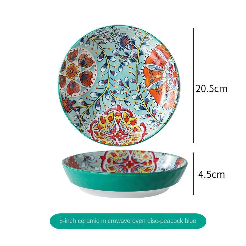 Tableware High-value New Ceramic Plates Colorful 8 10.5 7.5 Moroccan Bohemian Porcelain Dessert Plate Set Hotel Restaurant
