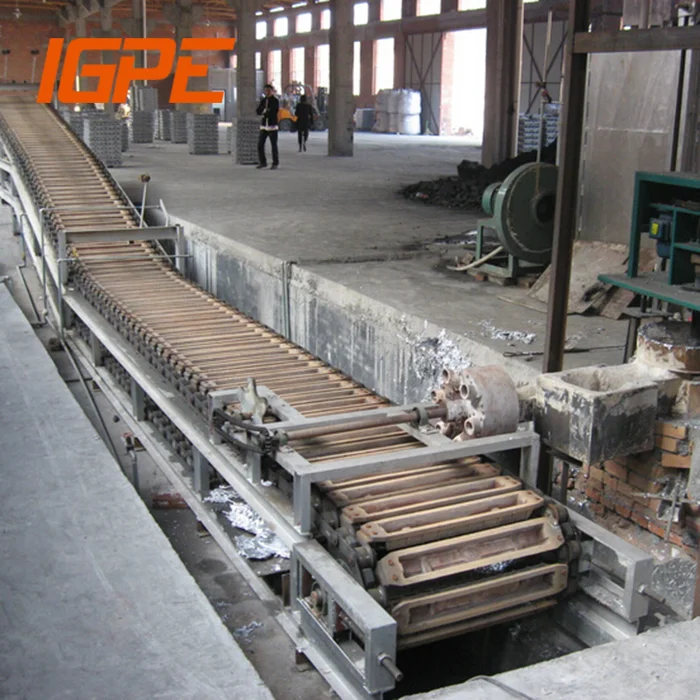 Gas fired tilting aluminum crucible furnace for ingot casting line 10KG ingot cast conveyor with 500KG non-ferrous copper oven