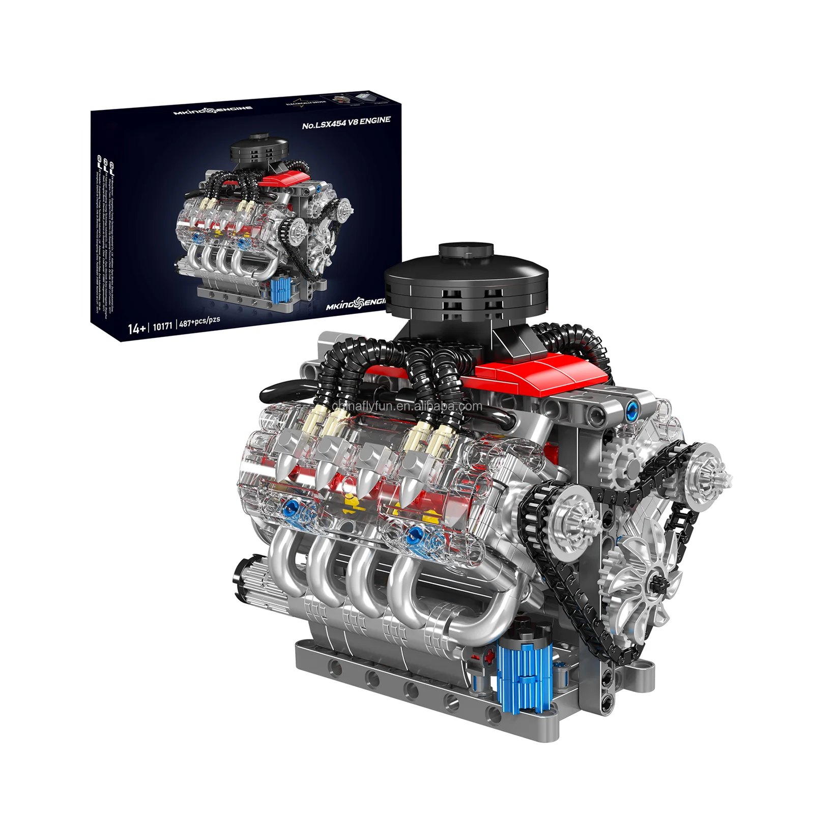 497 шт. 10171 LSX454 V8 Модель двигателя MOC моторизованная Сборка кирпичных игрушек Детский Рождественский подарок