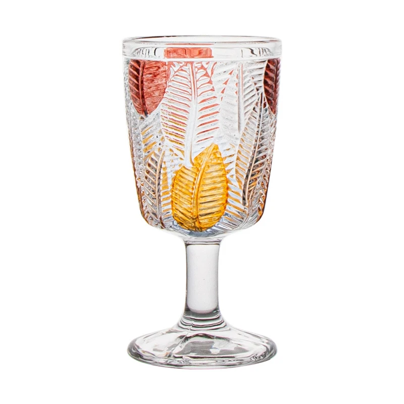 Hand Print Different Pattern Custom Design Wine Goblet Glasses Cups  Water Colored Glassware for Party Coffee Mugs with Handles