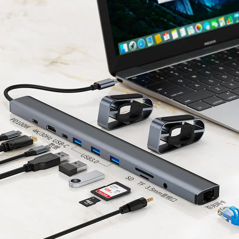 Новые Компьютерные аксессуары 10 в 1 концентратор Type-C адаптер VGA RJ45 Lan Ethernet SD TF PD USB 3 0 5 мм разъем аудио USB-C