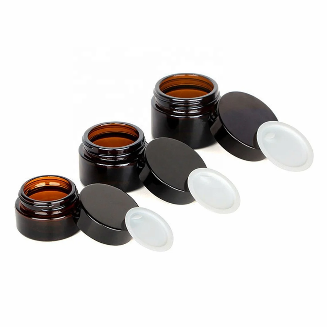 5g 10g mini small amber cosmetic cream jar 20g 30g 50g empty brown glass jars 20ml 30 ml 50ml amber glass jar with black lid