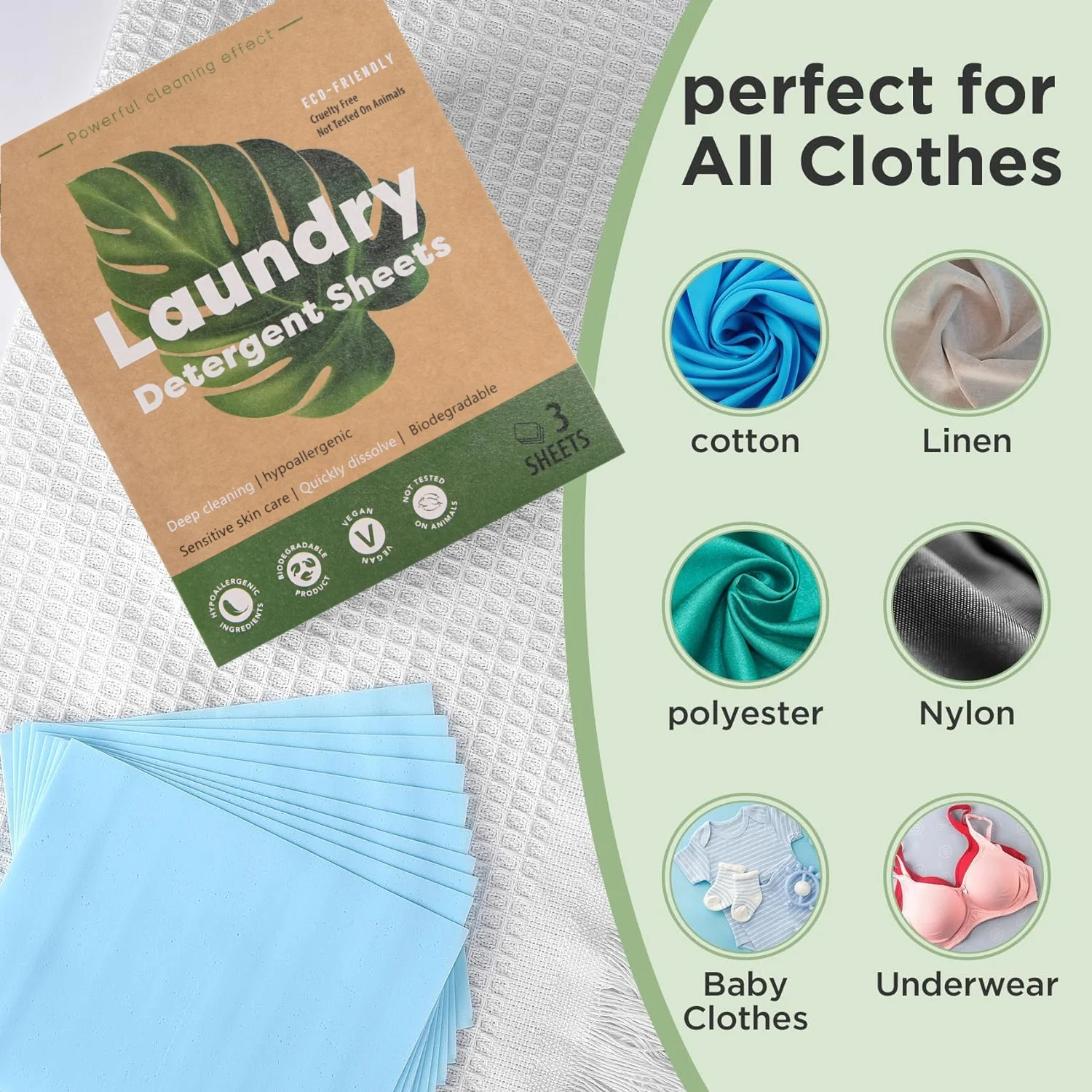 Plant based Free Laundry Soap Detergent Sheets HE machine travel home clothes washing Clean Strips