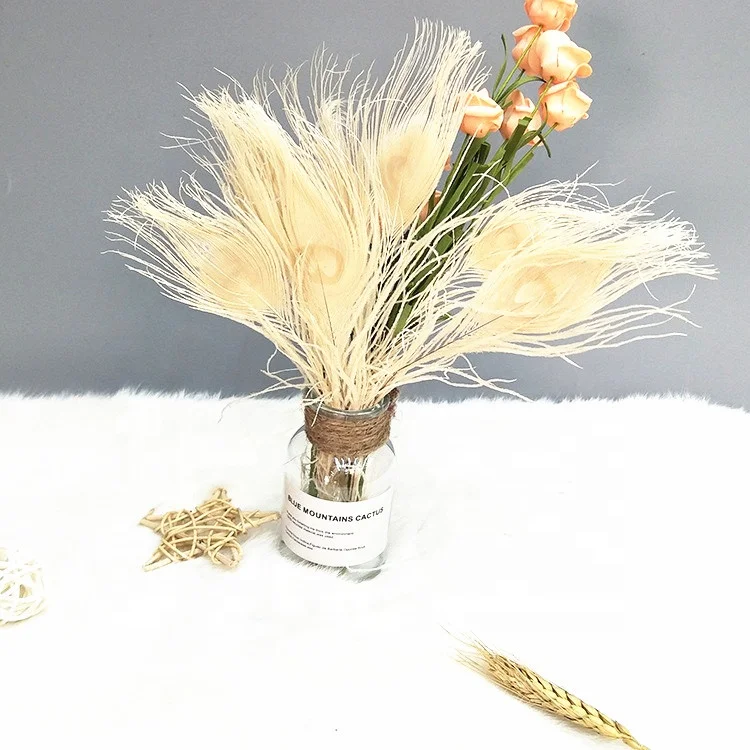 Bleached Dyed  Natural Long Peacock Eye Feathers For Wedding Home Decoration DIY Craft