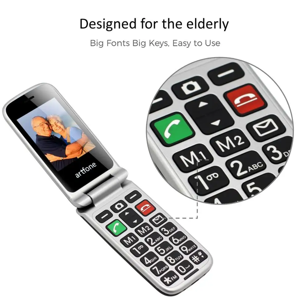 
MTK 2G Senior Flip Phone with S0S key/Dual SIM card big font big speaker long standby 