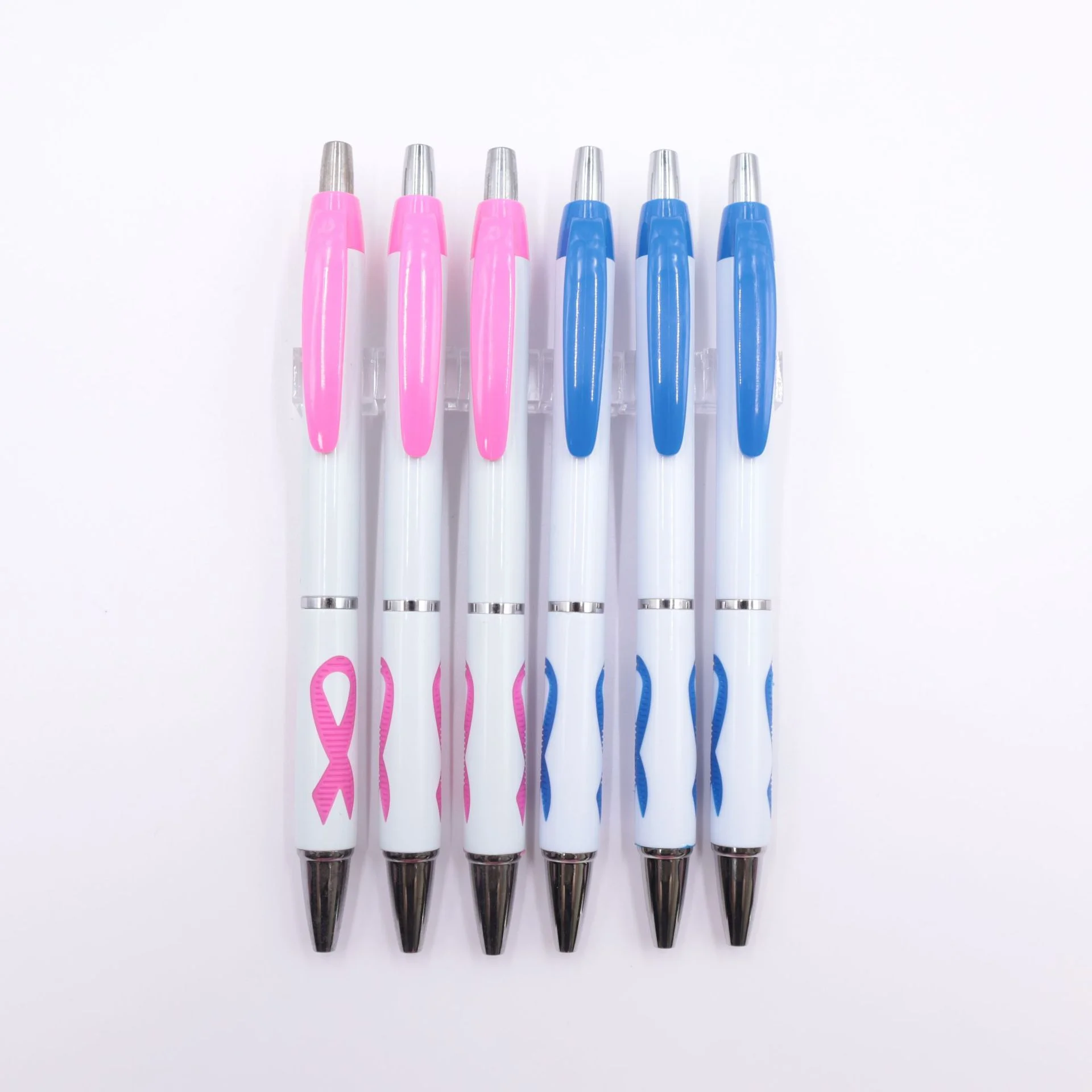 Promotional Pink Ribbon Plastic Ballpoint Pen for Breast Cancer Prevention Publicity advertising gift pens